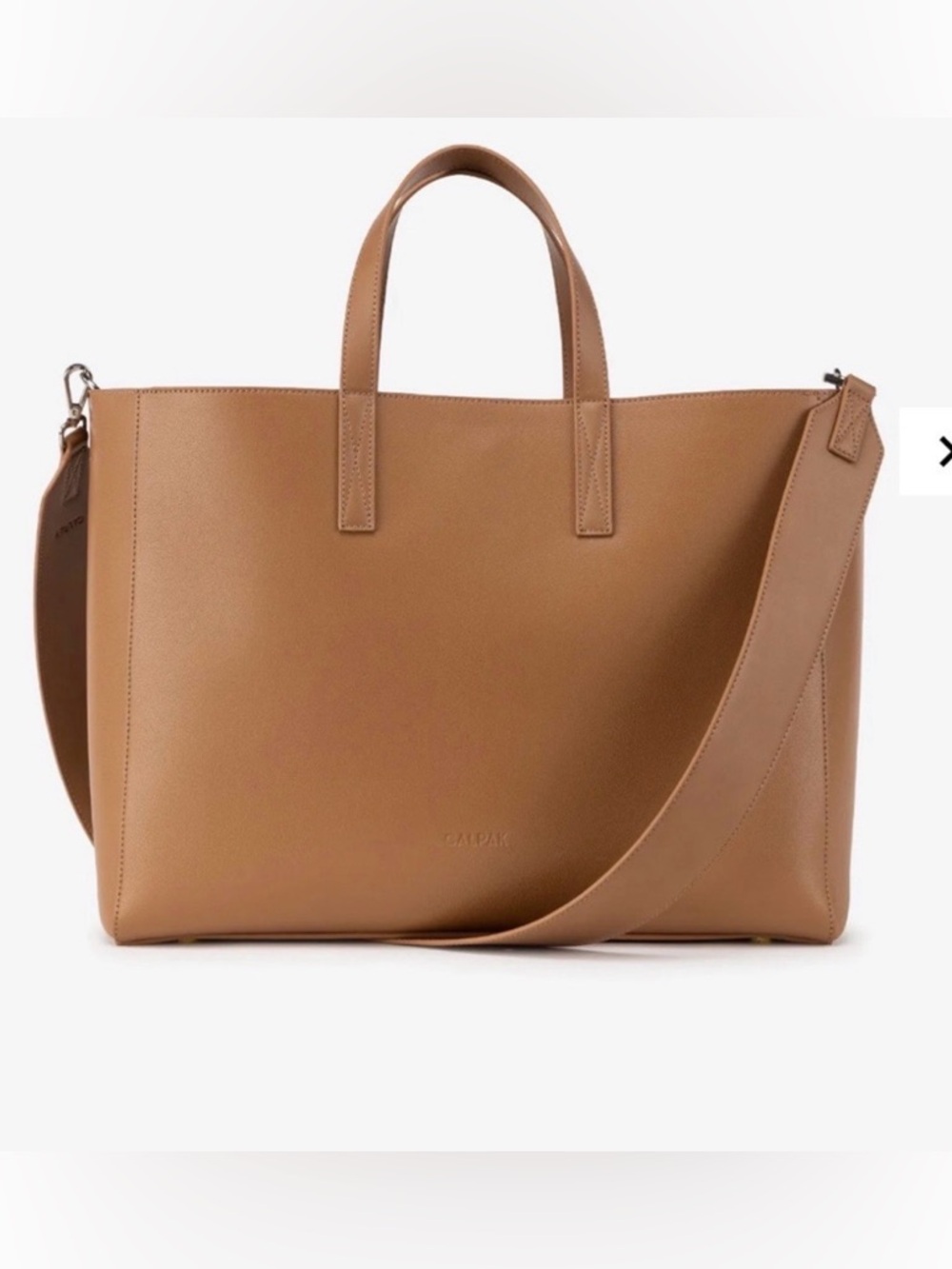 Calpak Haven 16” Laptop Tote Travel Bag Detachable Strap in Toffee
